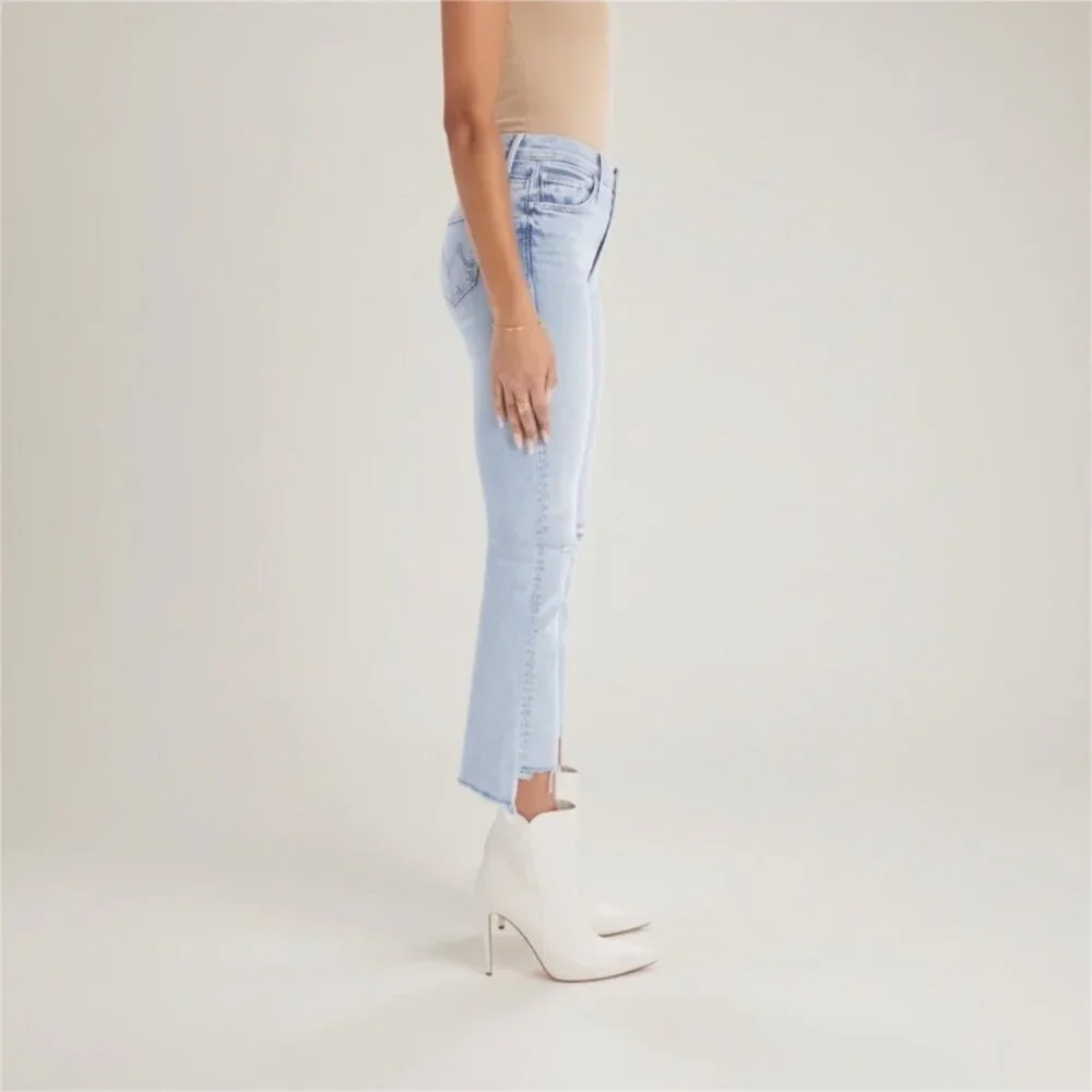 MOTHER Insider Crop Step Fray Jeans Drinking By The Pool Wash Size 29 - Picture 2 of 14